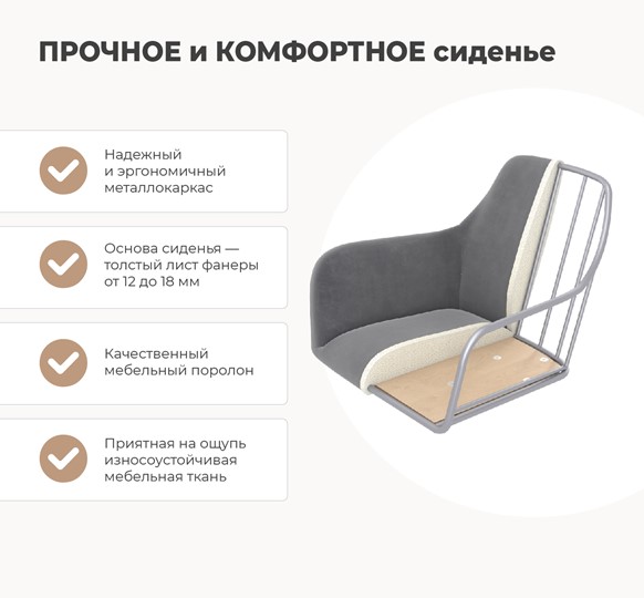 Барный стул SHT-ST38 / SHT-S65 (угольно-серый/светлый орех) в Перми - изображение 7