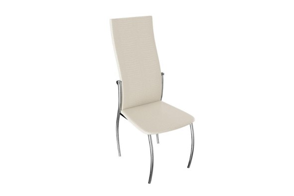 Обеденный стул Комфорт-М, цвет Хром, Бежевый Аллигатор к/з 218 (белый перламутр) в Перми - изображение
