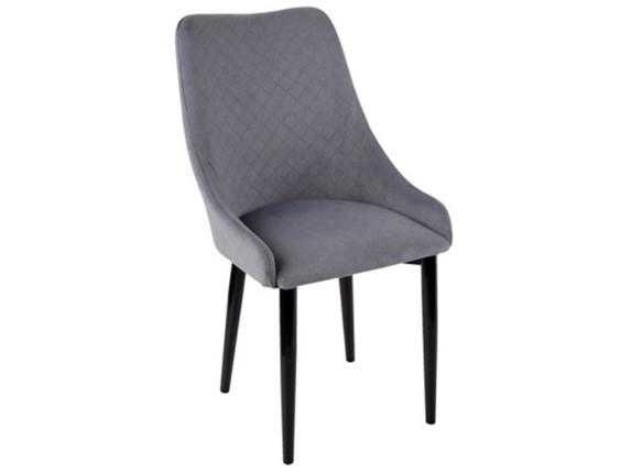 Обеденный стул Хэнк каркас металл черный, велюр ромб серый в Перми - изображение