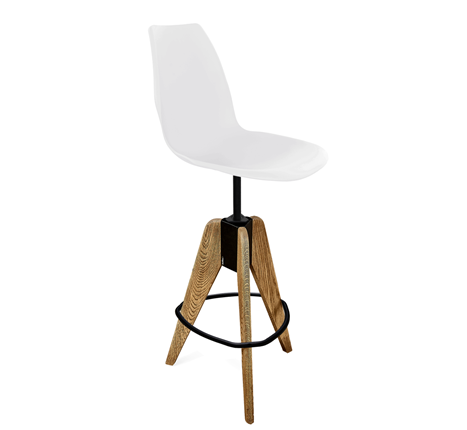 Барный стул SHT-ST29/S92 (белый/брашированный коричневый/черный муар) в Перми - изображение