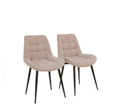 Комплект из 2-х обеденных стульев Комфорт бежевый черные ножки в Перми - изображение
