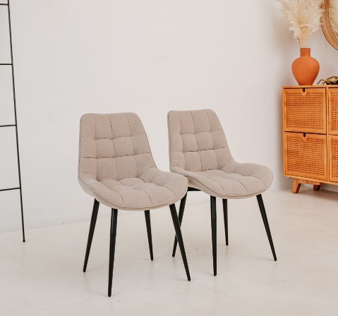 Комплект из 2-х обеденных стульев Комфорт бежевый черные ножки в Перми - изображение 1