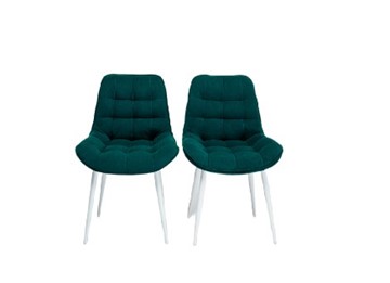 Комплект из 2-х обеденных стульев Комфорт изумрудный белые ножки в Перми