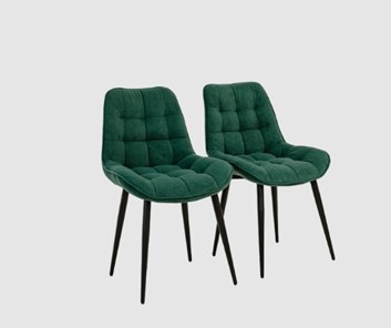 Комплект из 2-х обеденных стульев Комфорт изумрудный черные ножки в Перми