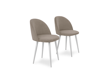 Комплект из 2-х  мягких стульев для кухни Лайт бежевый белые ножки в Перми