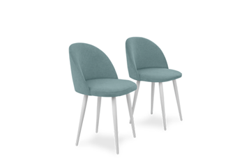 Комплект из 2-х  мягких стульев для кухни Лайт мятный белые ножки в Перми - предосмотр