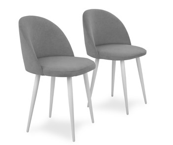 Комплект из 2-х  мягких стульев для кухни Лайт серый белые ножки в Березниках