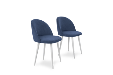 Комплект из 2-х  мягких стульев для кухни Лайт синий белые ножки в Перми
