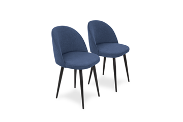 Комплект из 2-х  мягких стульев для кухни Лайт синий черные ножки в Перми