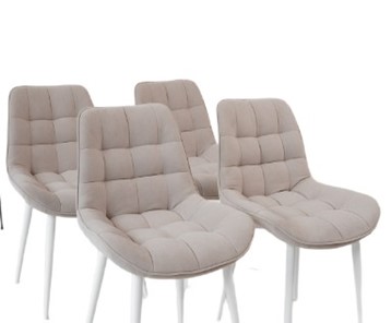 Комплект из 4-х обеденных стульев Комфорт бежевый белые ножки в Перми