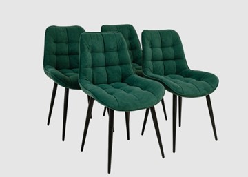 Комплект из 4-х кухонных стульев Комфорт изумрудный черные ножки в Перми - предосмотр