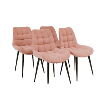 Комплект из 4-х  мягких стульев для кухни Комфорт розовый черные ножки в Перми