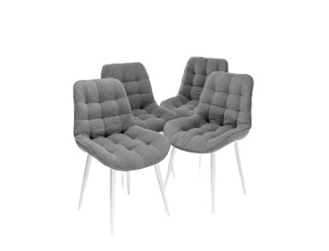 Комплект из 4-х обеденных стульев Комфорт серый белые ножки в Перми