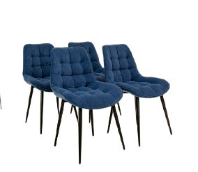 Комплект из 4-х обеденных стульев Brendoss Комфорт синий черные ножки в Перми