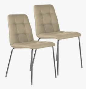 Комплект стульев 2 шт. BRABIX "Twins CF-011", хром каркас, экокожа, бежевый, 532766 в Перми - предосмотр