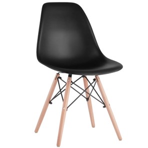 Комплект стульев 4 шт. BRABIX "Eames CF-010", пластик черный, опоры дерево/металл, 532631, 2033A в Кунгуре
