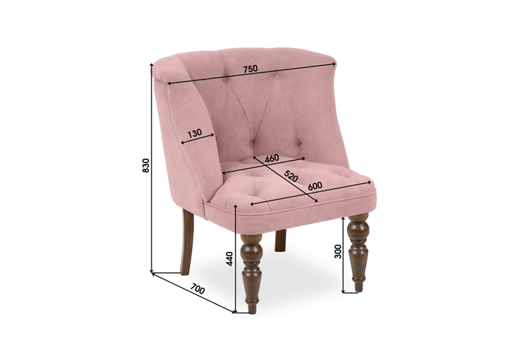 Кресло на ножках Бриджит розовый ножки коричневые в Перми - изображение 8
