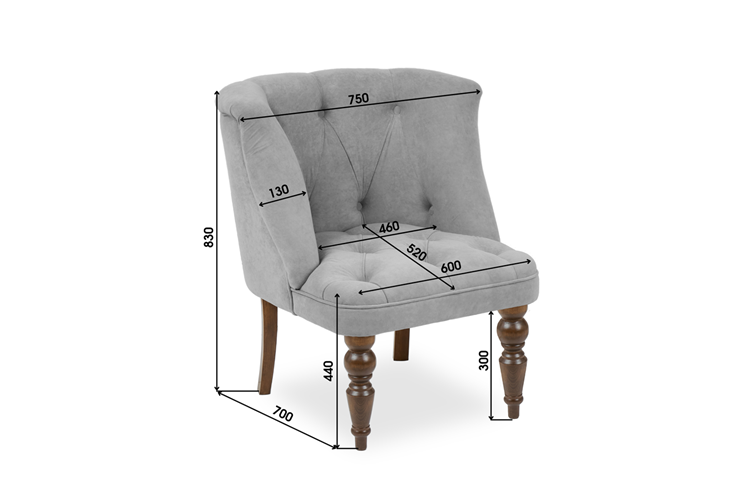 Мягкое кресло Бриджит серый ножки коричневые в Перми - изображение 8