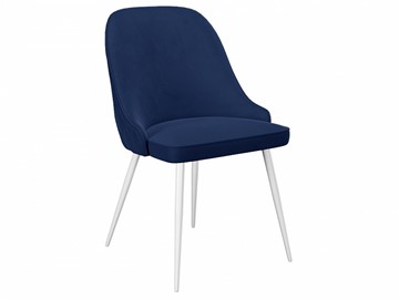 Обеденный стул 256, микровелюр К17 синий, ножки белые в Перми