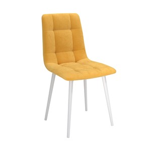 Обеденный стул Белла, велюр тенерифе куркума/Цвет металл белый в Перми