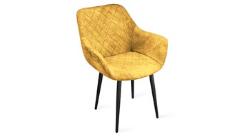 Обеденный стул Дастин К1С (Черный муар/Микровелюр Wellmart Yellow) в Перми - предосмотр