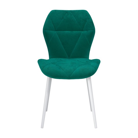 Обеденный стул Дора, велюр тенерифе изумруд/Цвет металл белый в Перми - изображение 1
