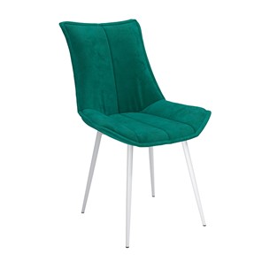 Обеденный стул Фло, велюр тенерифе изумруд/Цвет металл белый в Перми
