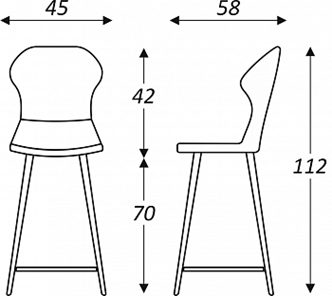 Кухонный стул Марио барный(Бордо Т175/ноги черные) в Перми - предосмотр 2