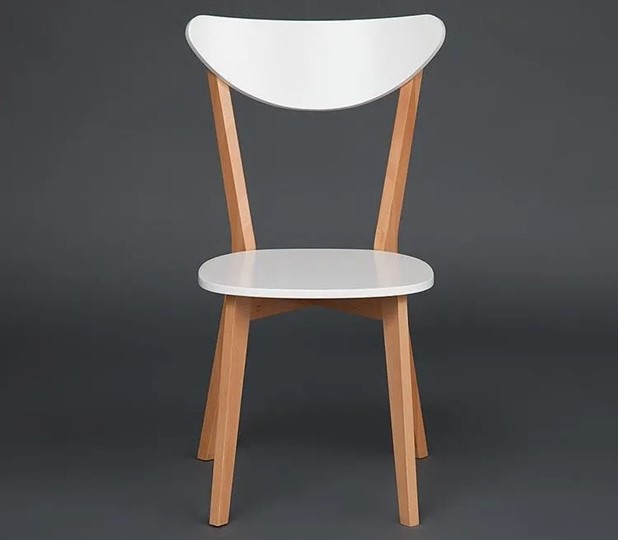 Обеденный стул MAXI (Макси), бук/МДФ 86x48,5x54,5 Белый/Натуральный Бук (2 шт) арт.10463 в Перми - изображение 1