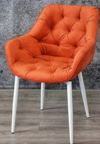 Кухонный стул Саваж оранжевый, ножки белые в Перми