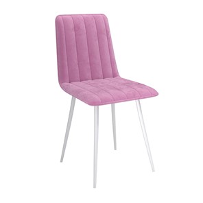 Обеденный стул Тахо, велюр тенерифе розовый/Цвет металл белый в Перми