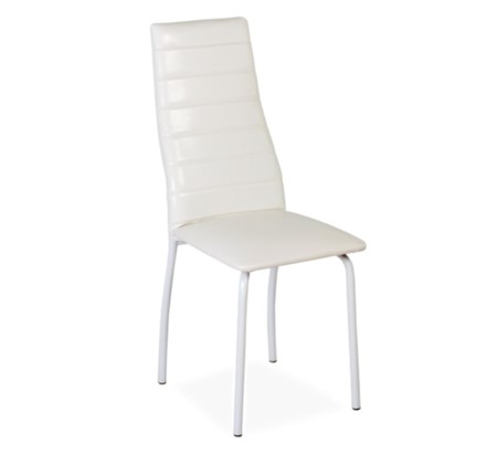 Кухонный стул Волна, прошивка горизонтально, каркас металл белый, Аттика белый в Перми - изображение