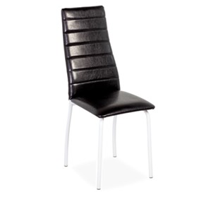 Обеденный стул Волна, прошивка горизонтально, каркас металл белый, Аттика черный в Перми