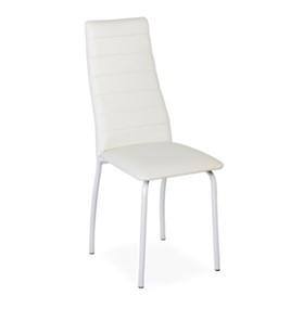 Обеденный стул Волна, прошивка горизонтально, каркас металл белый, экотекс белый в Соликамске