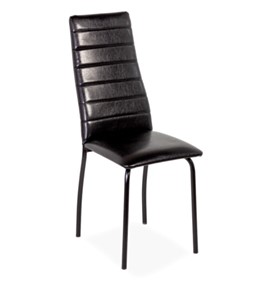 Обеденный стул Волна, прошивка горизонтально, каркас металл черный, Аттика черный в Соликамске