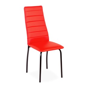 Кухонный стул Волна, прошивка горизонтально, каркас металл черный, экотекс красный в Перми
