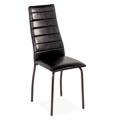 Обеденный стул Волна, прошивка горизонтально, каркас металл коричневый, Аттика черный в Перми - изображение