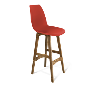 Барный стул SHT-ST29/S65 (красный ral 3020/дуб брашированный коричневый) в Перми - предосмотр