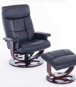 Кресло офисное ДамОфис J6011 для релаксации нат. кожа / дерево, черный в Чайковском