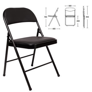 Офисный стул складной Brabix Golf Plus CF-003 Комфорт (черный каркас, кожзам черный) 531566 в Березниках