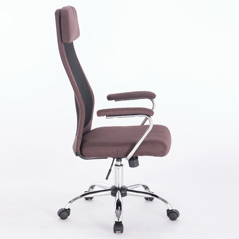 Кресло офисное Brabix Flight EX-540 (хром, ткань, сетка, коричневое) 531849 в Кунгуре - изображение 1