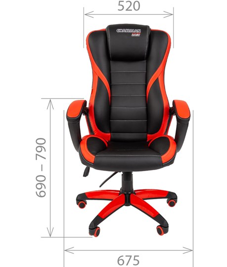 Офисное кресло CHAIRMAN GAME 22 эко кожа, черный/красный в Перми - изображение 1