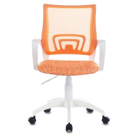 Офисное кресло Brabix Fly MG-396W (с подлокотниками, пластик белый, сетка, оранжевое с рисунком "Giraffe") в Перми - изображение 2
