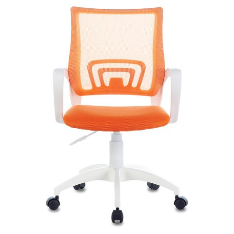 Офисное кресло Brabix Fly MG-396W (с подлокотниками, пластик белый, сетка, оранжевое) в Перми - изображение 1