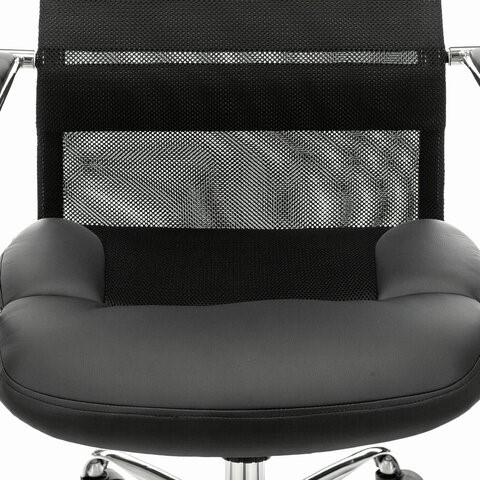 Кресло Brabix Premium Stalker EX-608 CH (хром, ткань-сетка/кожзам, черное) 532091 в Перми - изображение 6