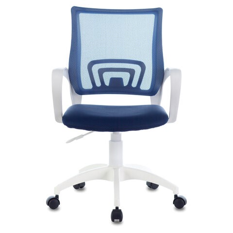 Кресло Brabix Fly MG-396W (с подлокотниками, пластик белый, сетка, темно-синее) в Перми - изображение 3