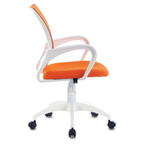 Офисное кресло Brabix Fly MG-396W (с подлокотниками, пластик белый, сетка, оранжевое) в Перми - изображение 2