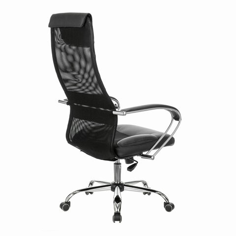 Кресло Brabix Premium Stalker EX-608 CH (хром, ткань-сетка/кожзам, черное) 532091 в Перми - изображение 9