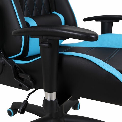 Компьютерное кресло Brabix GT Master GM-110 (две подушки, экокожа, черное/голубое) 531928 в Перми - изображение 9