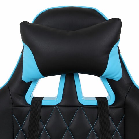 Компьютерное кресло Brabix GT Master GM-110 (две подушки, экокожа, черное/голубое) 531928 в Перми - изображение 5